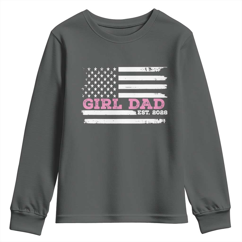 Dad Of Girl Est. 2026 Youth Sweatshirt Daddy Fathers Day USA Flag - Wonder Print Shop