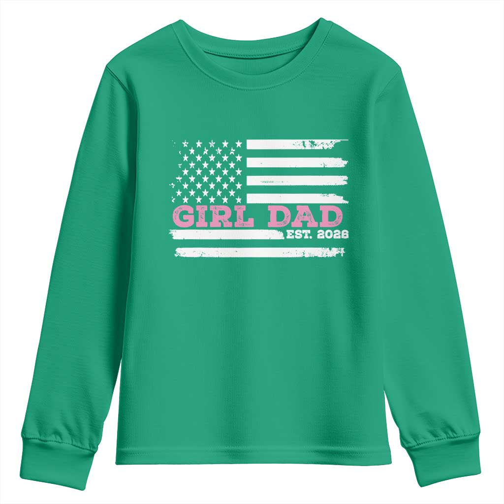 Dad Of Girl Est. 2026 Youth Sweatshirt Daddy Fathers Day USA Flag - Wonder Print Shop