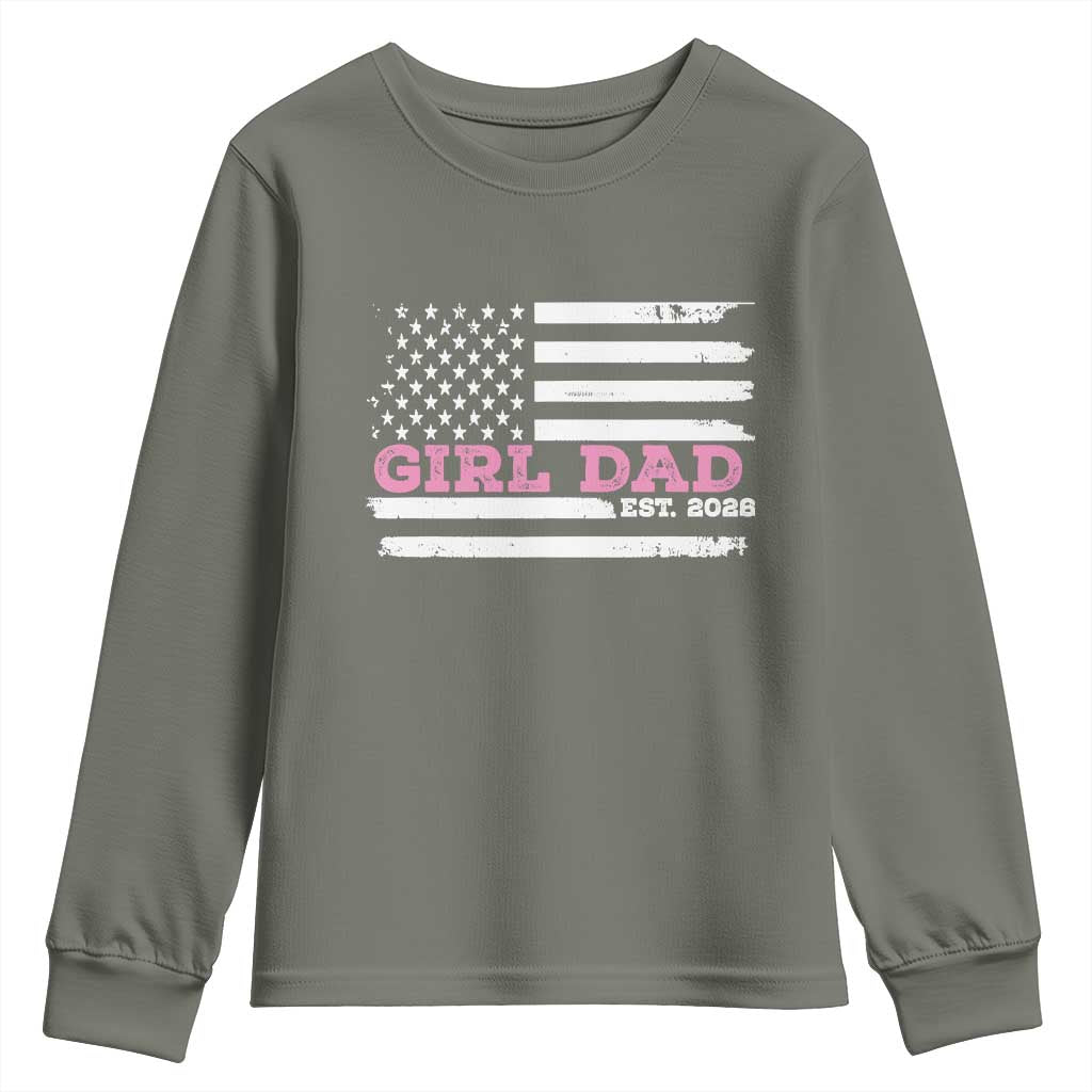 Dad Of Girl Est. 2026 Youth Sweatshirt Daddy Fathers Day USA Flag - Wonder Print Shop