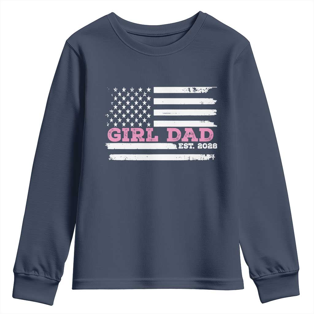 Dad Of Girl Est. 2026 Youth Sweatshirt Daddy Fathers Day USA Flag - Wonder Print Shop