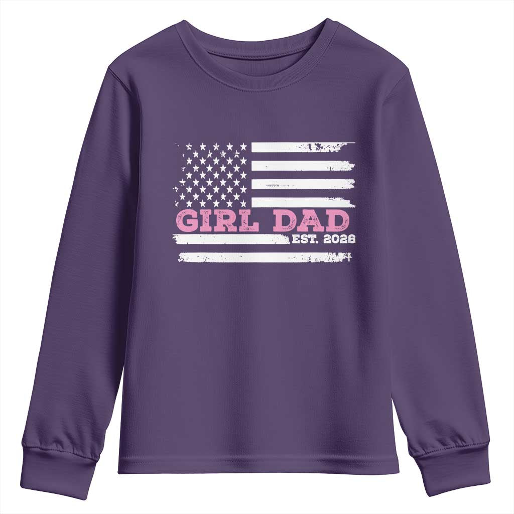 Dad Of Girl Est. 2026 Youth Sweatshirt Daddy Fathers Day USA Flag - Wonder Print Shop