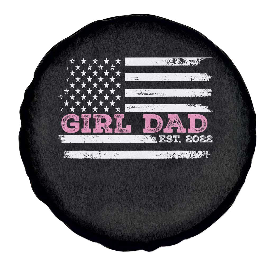 Dad Of Girl Est. 2022 Spare Tire Cover Father Girl To Be 2022 Daddy Fathers Day USA Flag - Wonder Print Shop