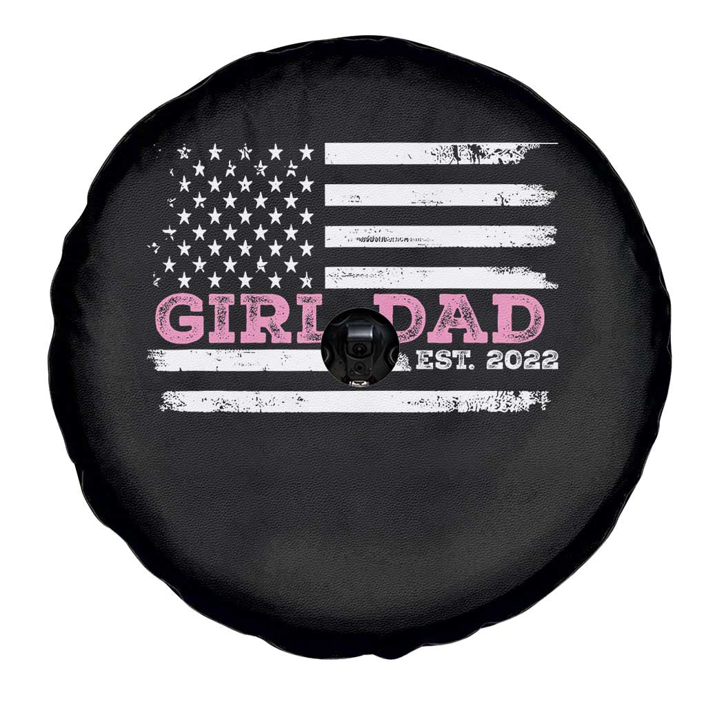 Dad Of Girl Est. 2022 Spare Tire Cover Father Girl To Be 2022 Daddy Fathers Day USA Flag - Wonder Print Shop