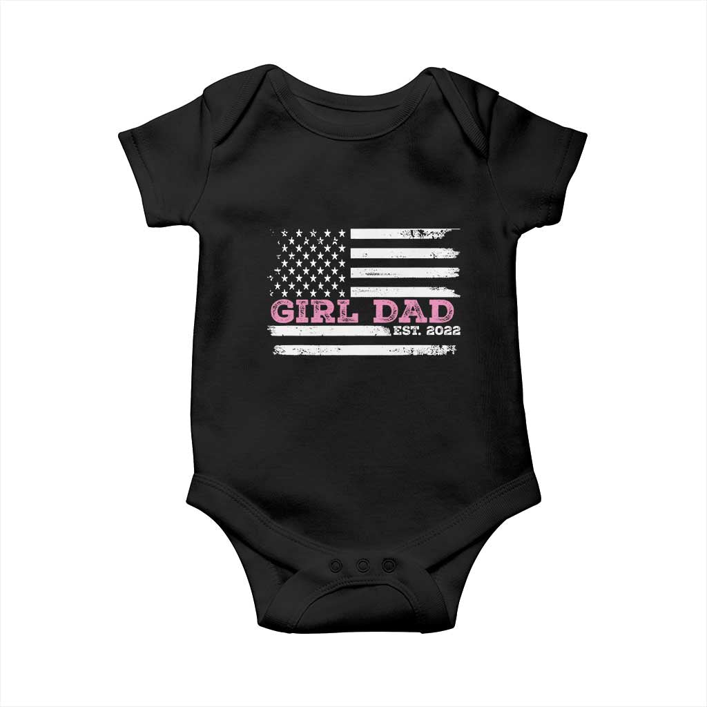 Dad Of Girl Est. 2022 Baby Onesie Father Girl To Be 2022 Daddy Fathers Day USA Flag - Wonder Print Shop