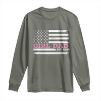 Dad Of Girl Est. 2022 Long Sleeve Shirt Father Girl To Be 2022 Daddy Fathers Day USA Flag - Wonder Print Shop