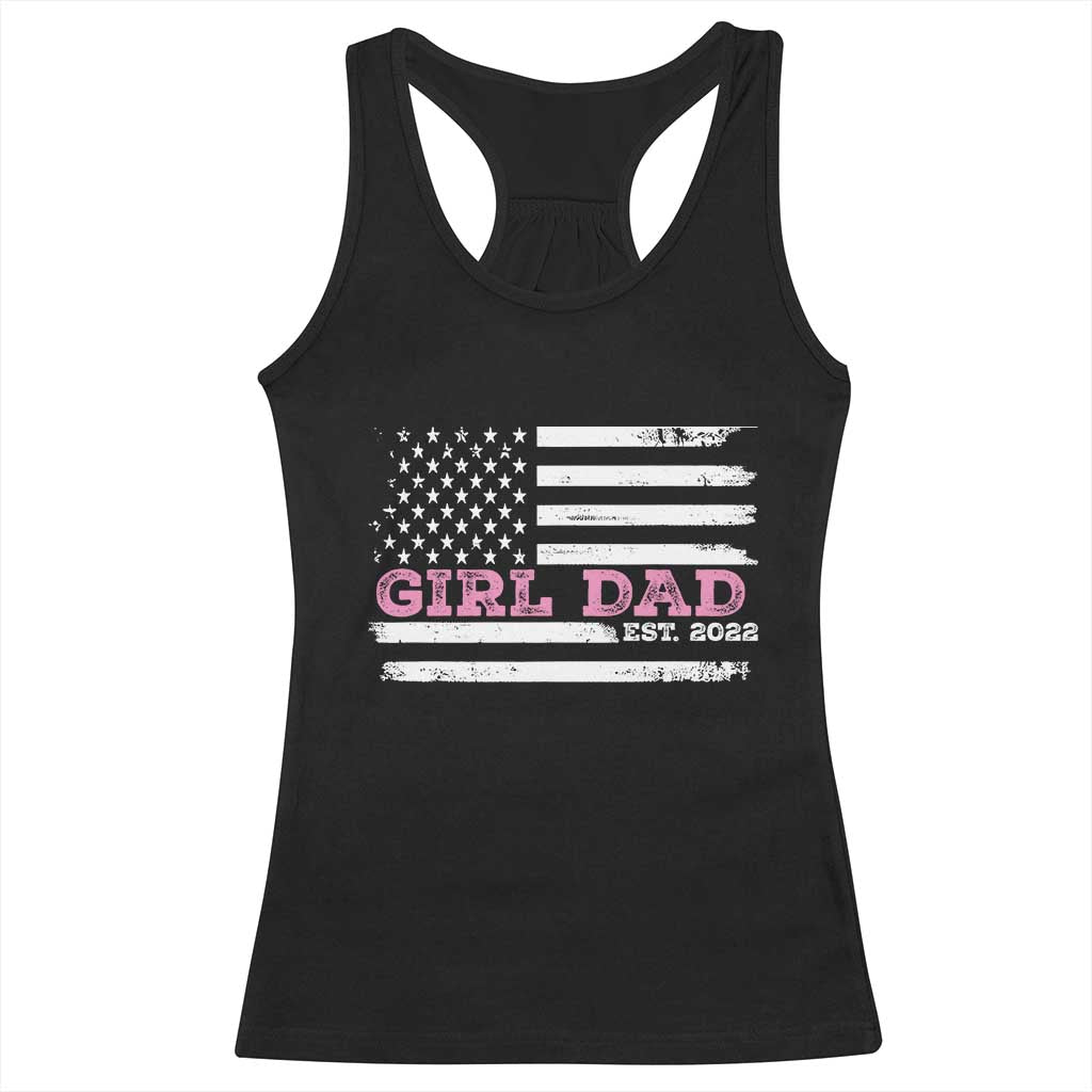 Dad Of Girl Est. 2022 Racerback Tank Top Father Girl To Be 2022 Daddy Fathers Day USA Flag - Wonder Print Shop