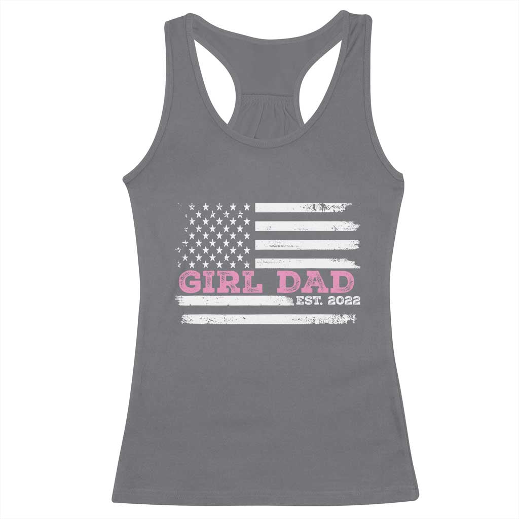 Dad Of Girl Est. 2022 Racerback Tank Top Father Girl To Be 2022 Daddy Fathers Day USA Flag - Wonder Print Shop