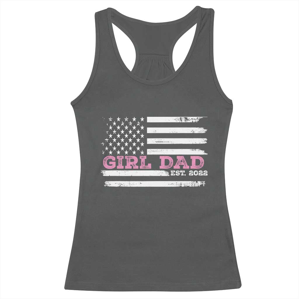 Dad Of Girl Est. 2022 Racerback Tank Top Father Girl To Be 2022 Daddy Fathers Day USA Flag - Wonder Print Shop