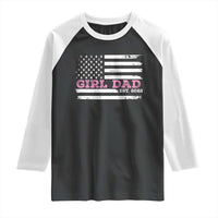 Dad Of Girl Est. 2022 Raglan Shirt Father Girl To Be 2022 Daddy Fathers Day USA Flag - Wonder Print Shop