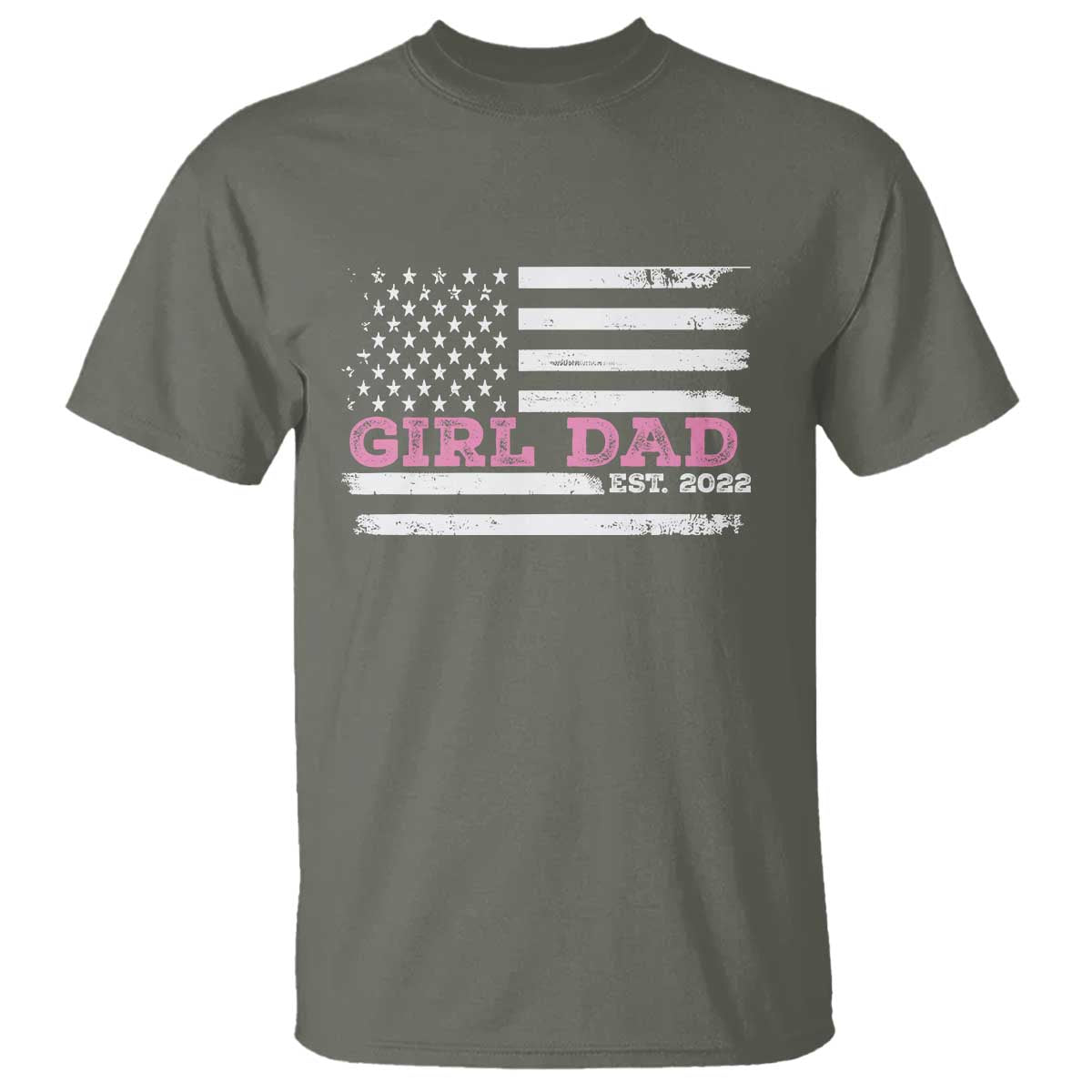 Dad Of Girl Est. 2022 T Shirt Father Girl To Be 2022 Daddy Fathers Day USA Flag - Wonder Print Shop