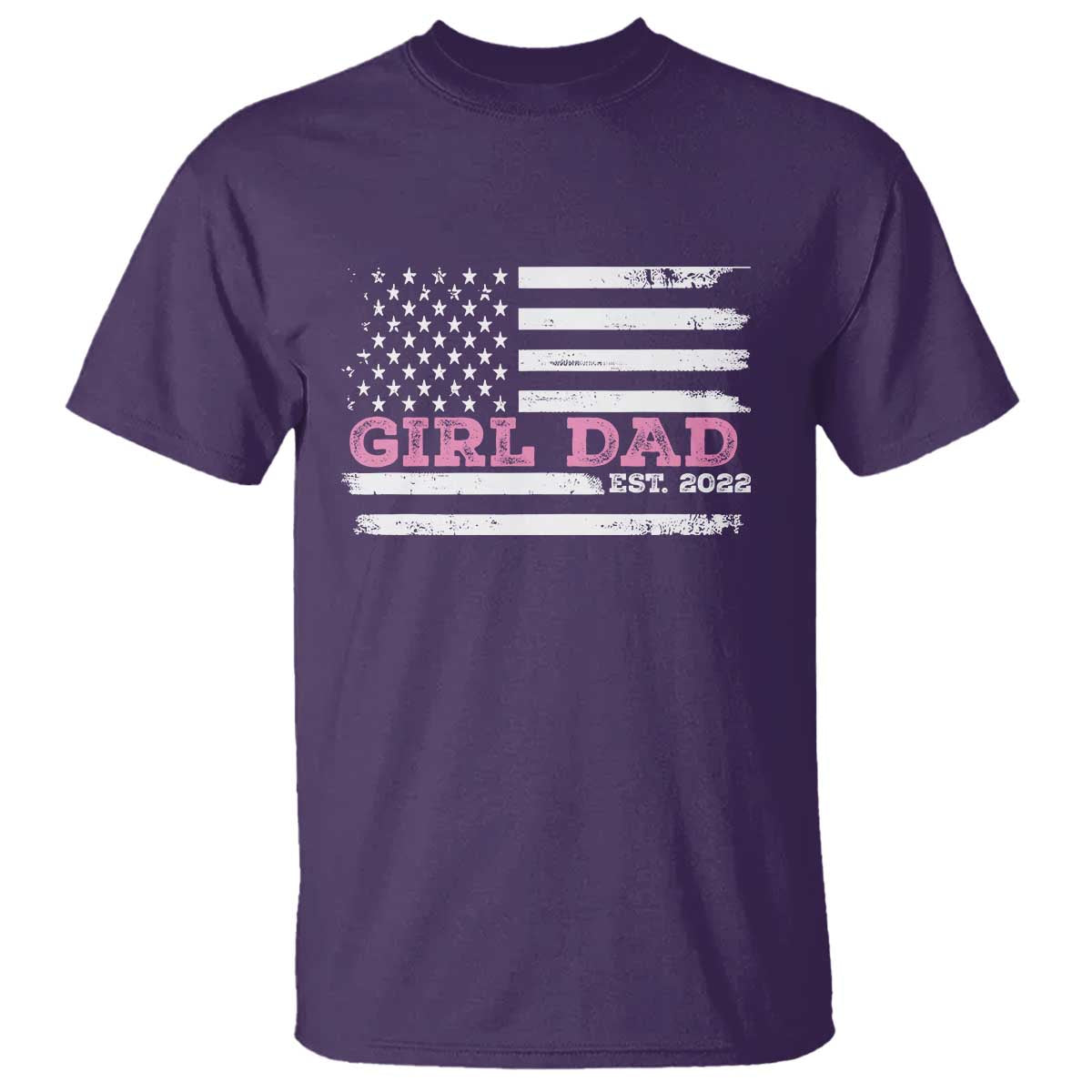Dad Of Girl Est. 2022 T Shirt Father Girl To Be 2022 Daddy Fathers Day USA Flag - Wonder Print Shop