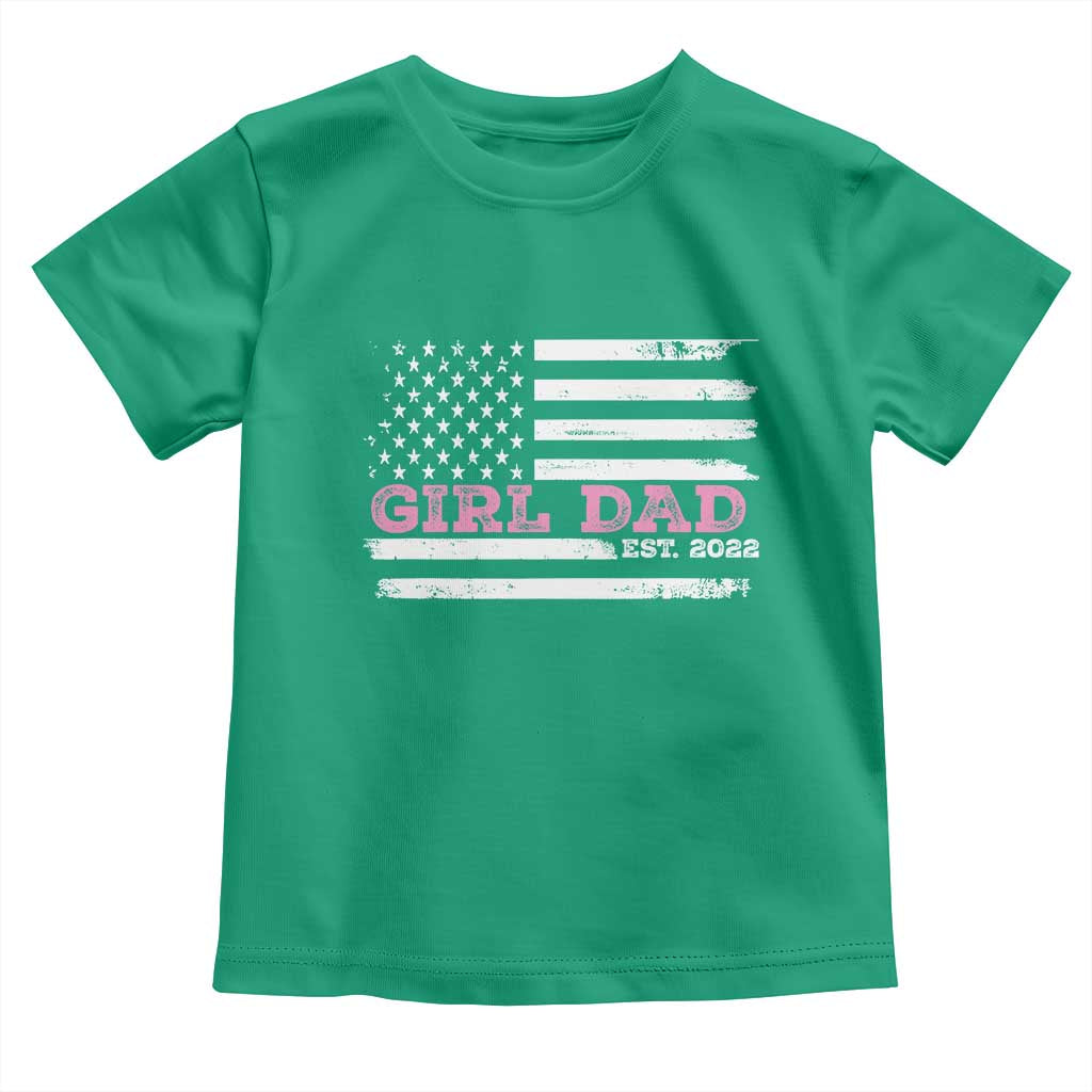 Dad Of Girl Est. 2022 Toddler T Shirt Father Girl To Be 2022 Daddy Fathers Day USA Flag - Wonder Print Shop