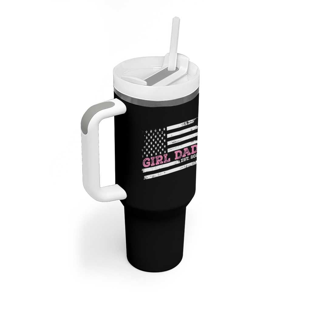 Dad Of Girl Est. 2022 Tumbler With Handle Father Girl To Be 2022 Daddy Fathers Day USA Flag - Wonder Print Shop