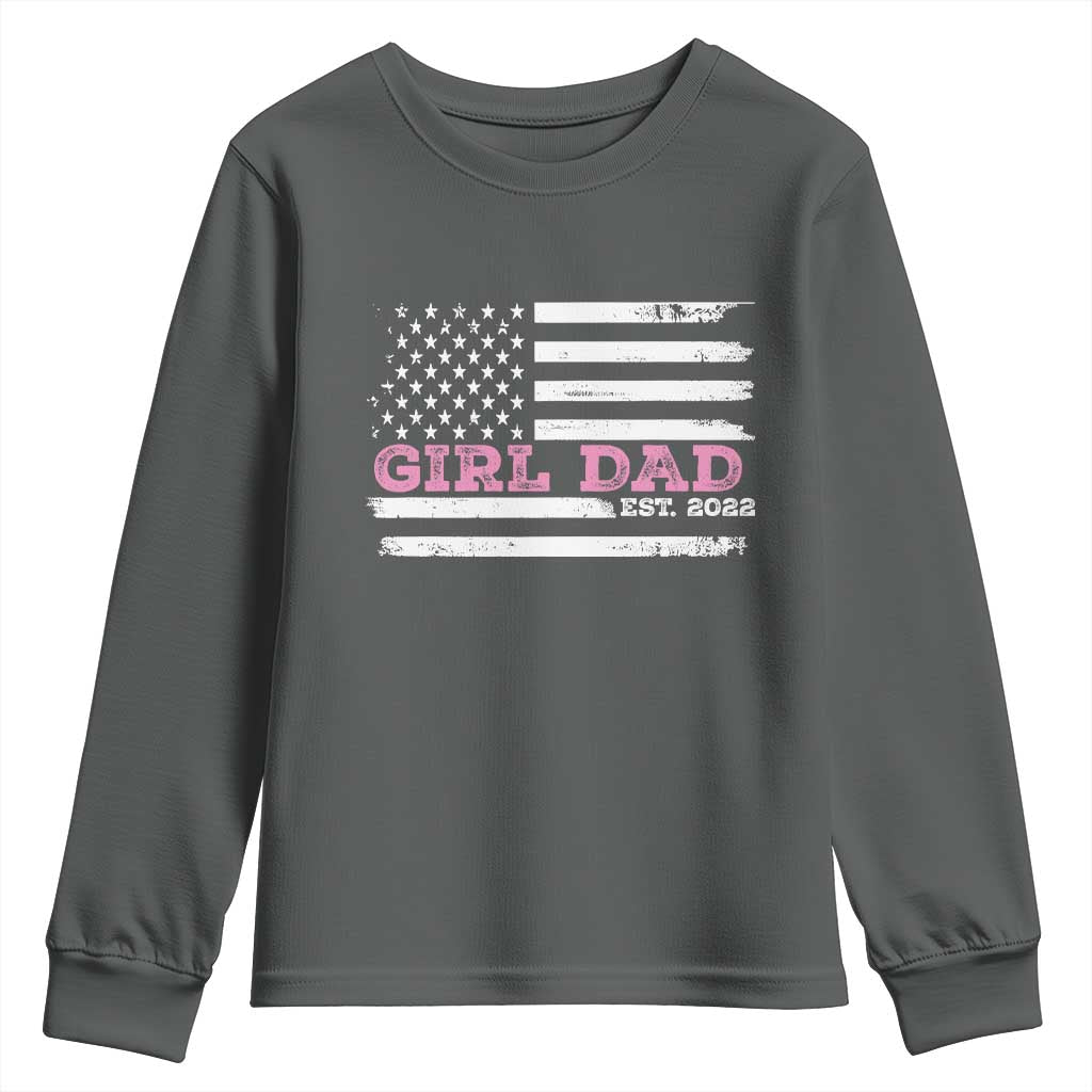 Dad Of Girl Est. 2022 Youth Sweatshirt Father Girl To Be 2022 Daddy Fathers Day USA Flag - Wonder Print Shop