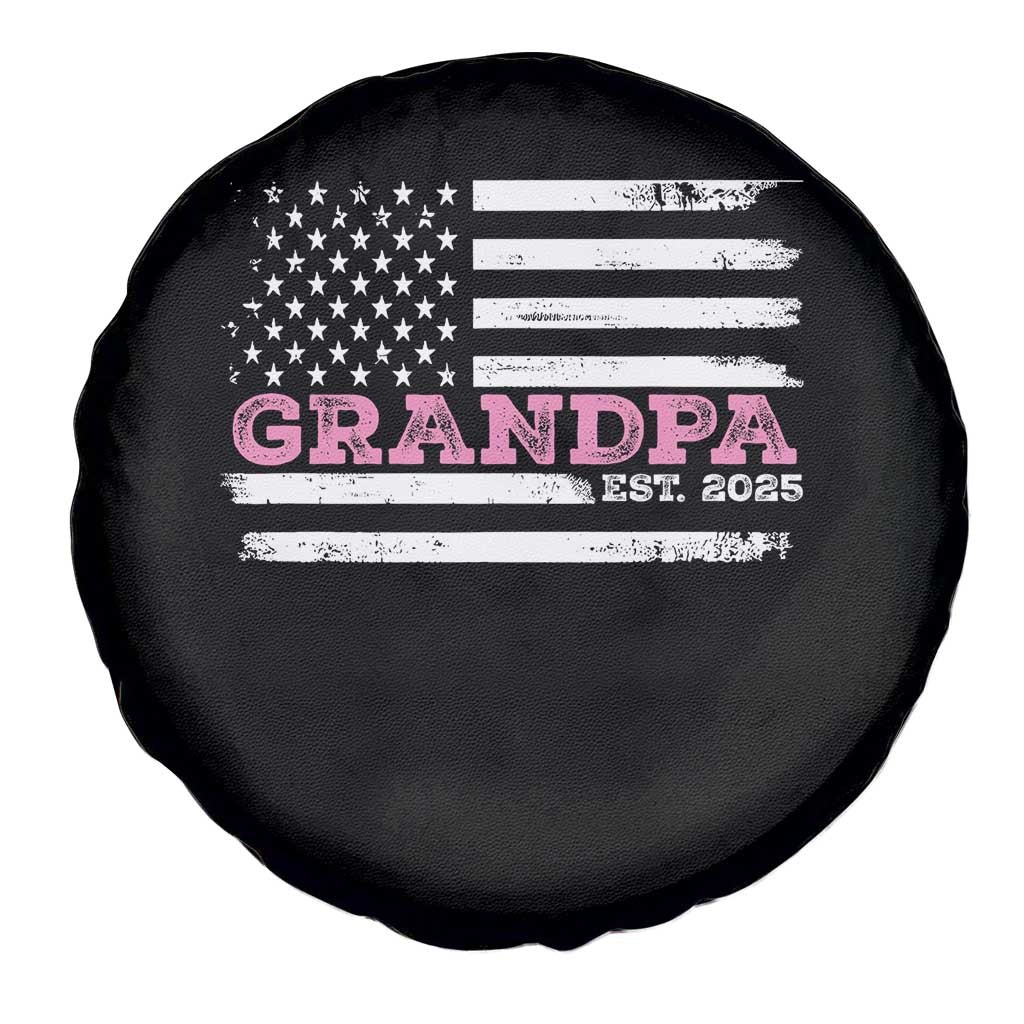 Grandpa Of Girl Est. 2025 Spare Tire Cover Fathers Day USA Flag - Wonder Print Shop