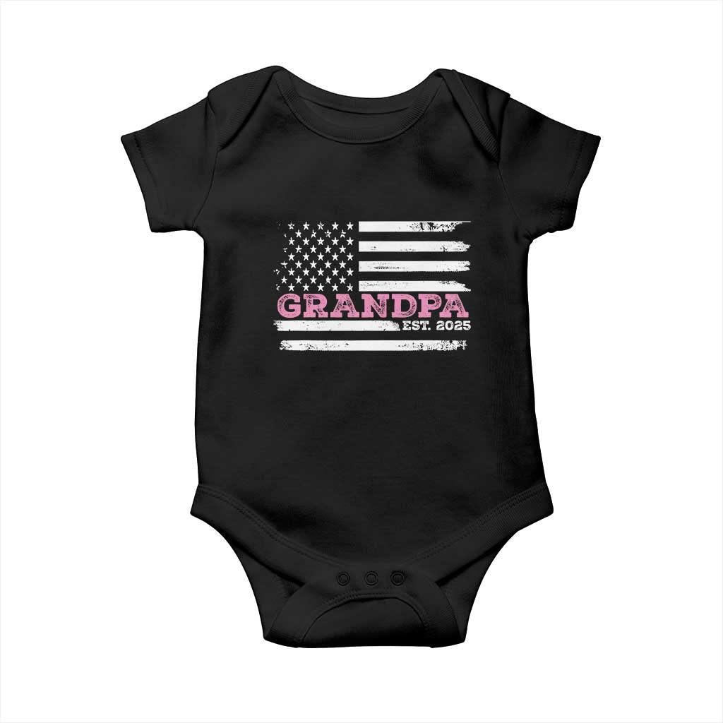 Grandpa Of Girl Est. 2025 Baby Onesie Fathers Day USA Flag - Wonder Print Shop