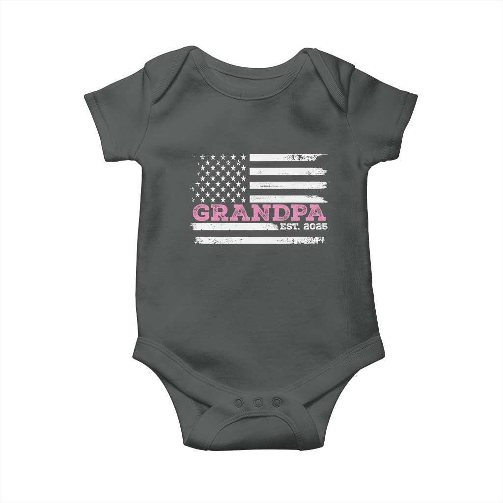 Grandpa Of Girl Est. 2025 Baby Onesie Fathers Day USA Flag - Wonder Print Shop