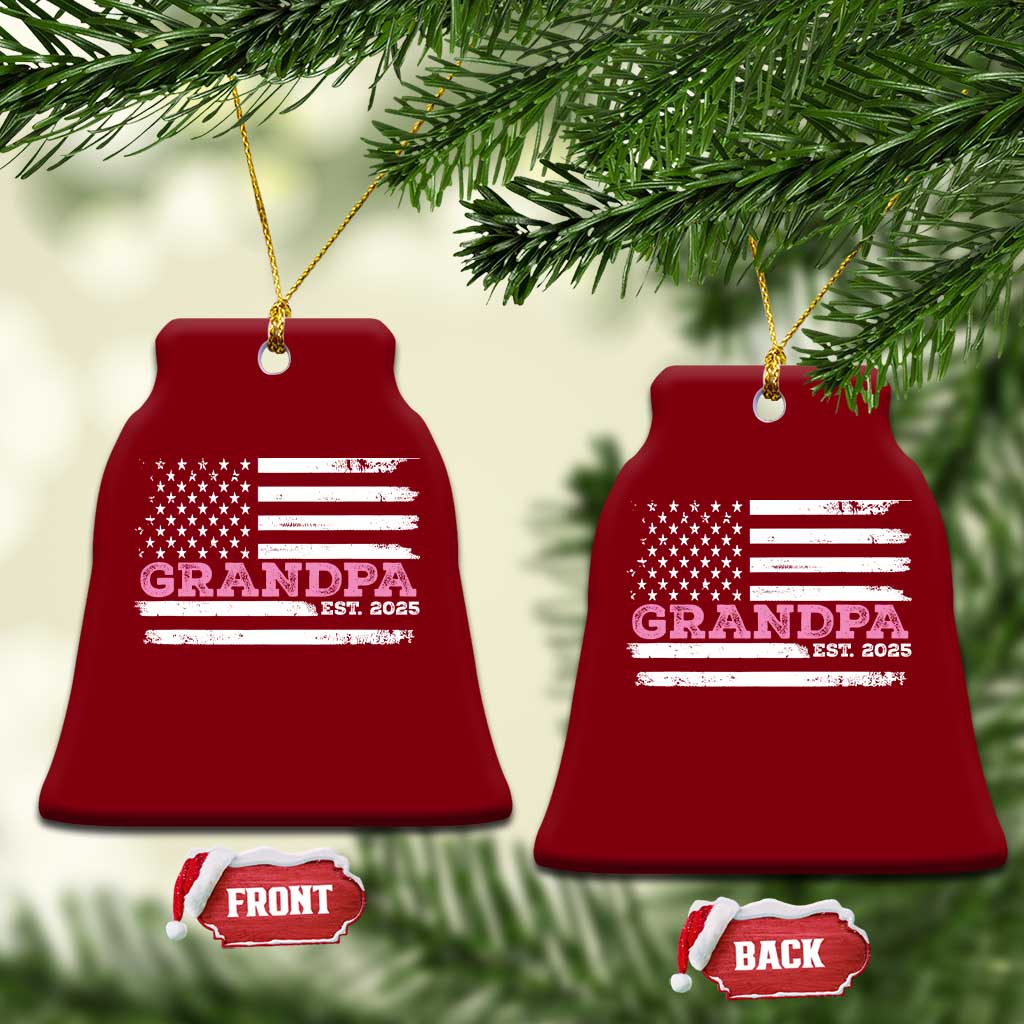 Grandpa Of Girl Est. 2025 Ceramic Ornament Fathers Day USA Flag - Wonder Print Shop