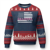 Grandpa Of Girl Est. 2025 Ugly Christmas Sweater Fathers Day USA Flag - Wonder Print Shop