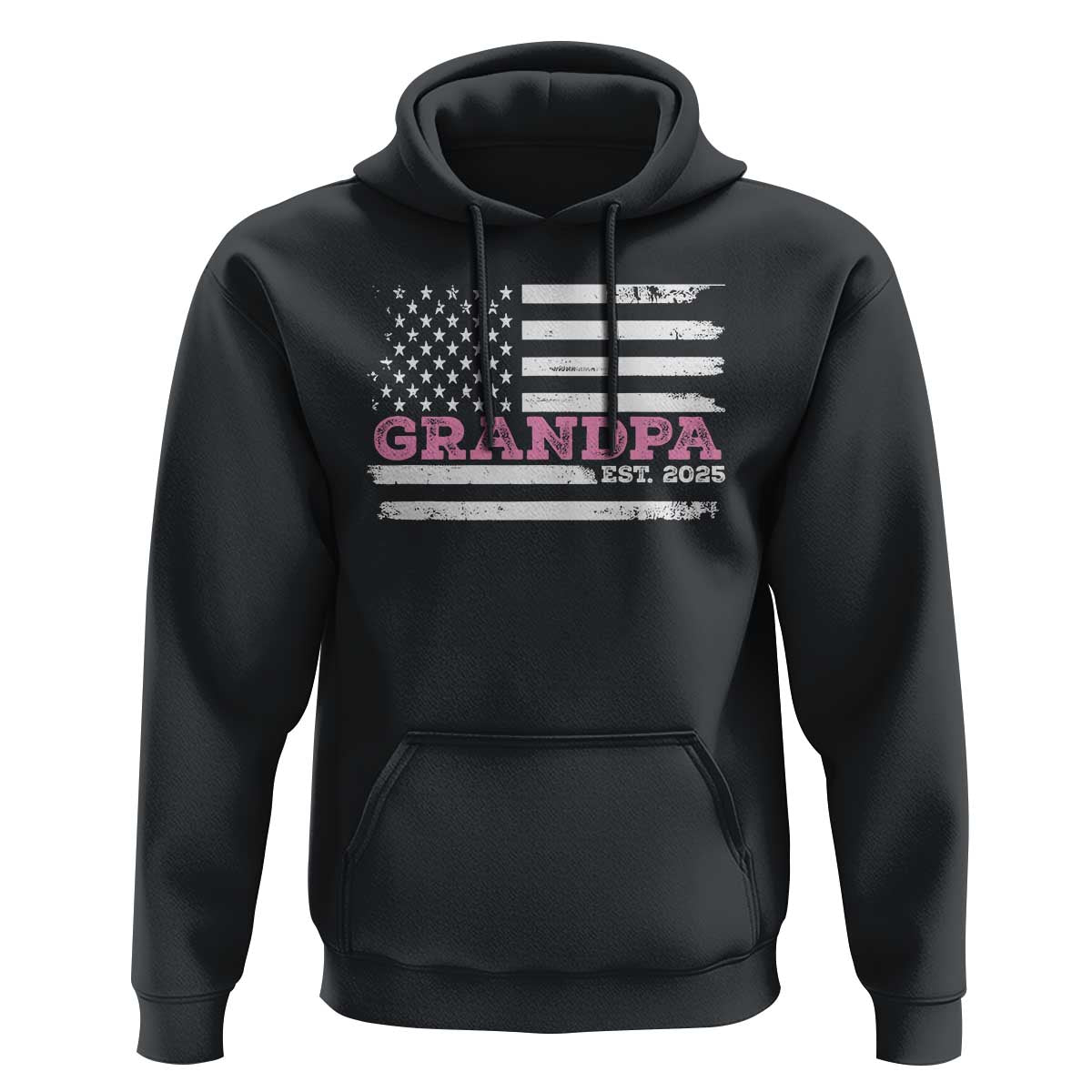 Grandpa Of Girl Est. 2025 Hoodie Fathers Day USA Flag - Wonder Print Shop