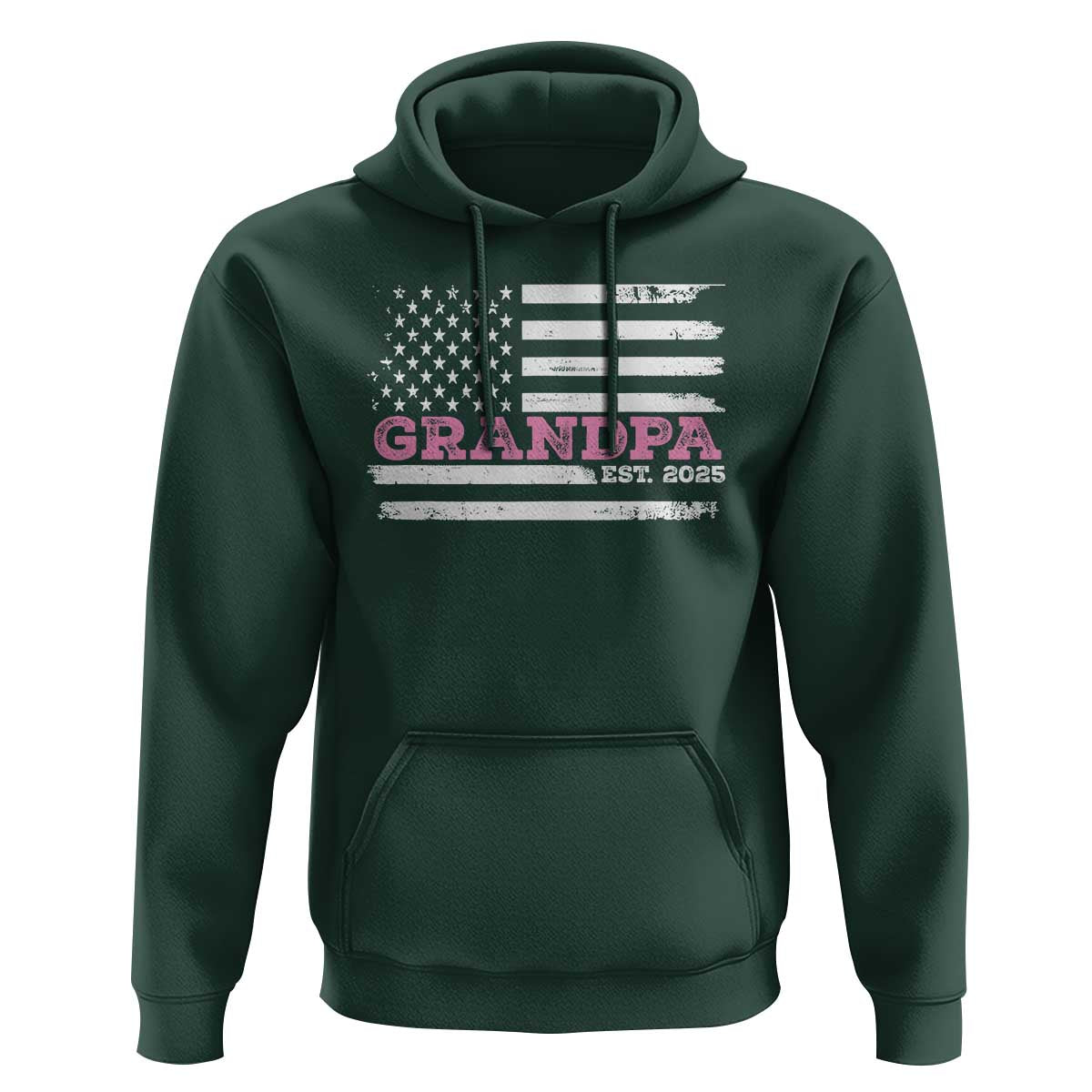Grandpa Of Girl Est. 2025 Hoodie Fathers Day USA Flag - Wonder Print Shop