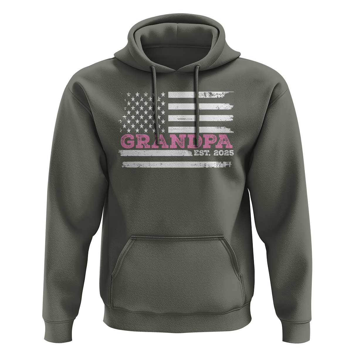 Grandpa Of Girl Est. 2025 Hoodie Fathers Day USA Flag - Wonder Print Shop