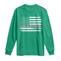 Grandpa Of Girl Est. 2025 Long Sleeve Shirt Fathers Day USA Flag - Wonder Print Shop