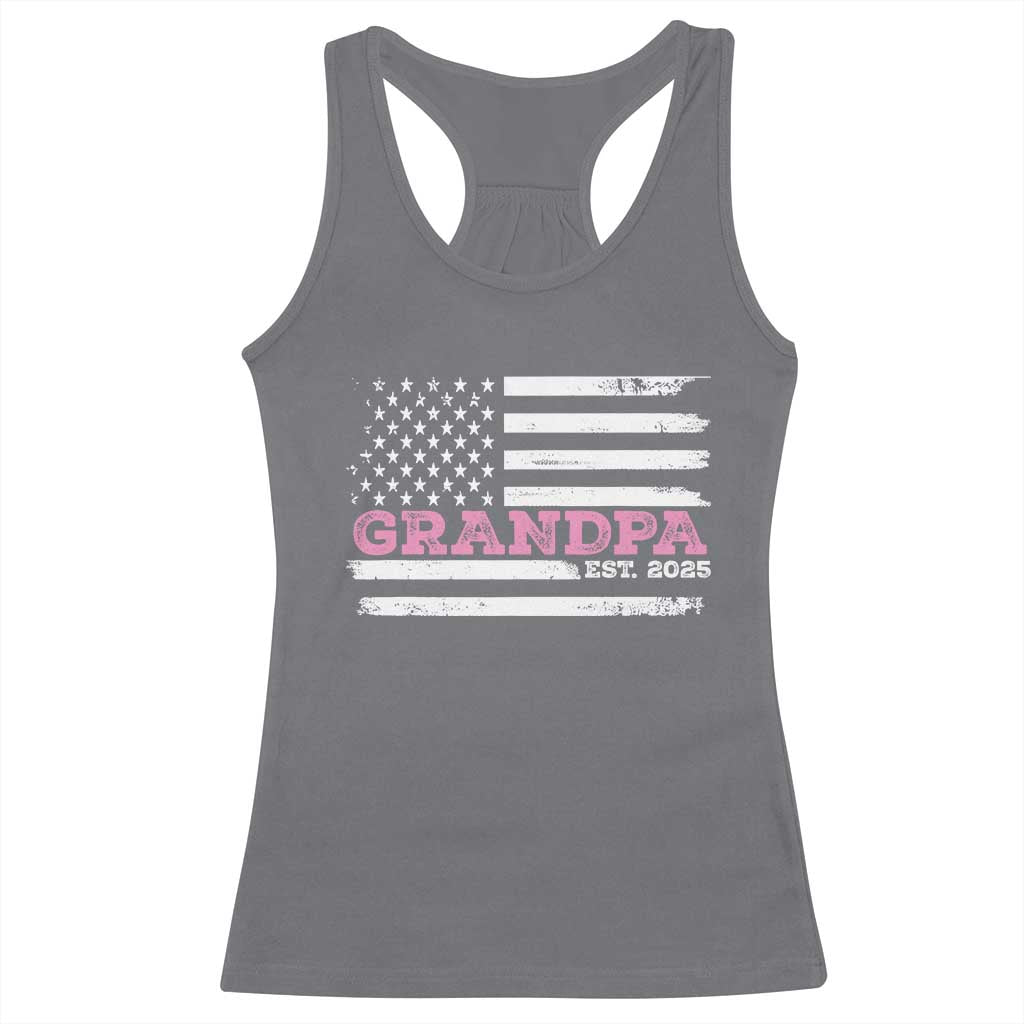 Grandpa Of Girl Est. 2025 Racerback Tank Top Fathers Day USA Flag - Wonder Print Shop