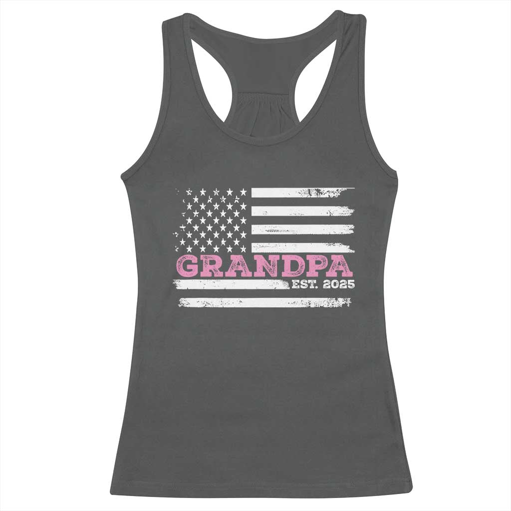 Grandpa Of Girl Est. 2025 Racerback Tank Top Fathers Day USA Flag - Wonder Print Shop