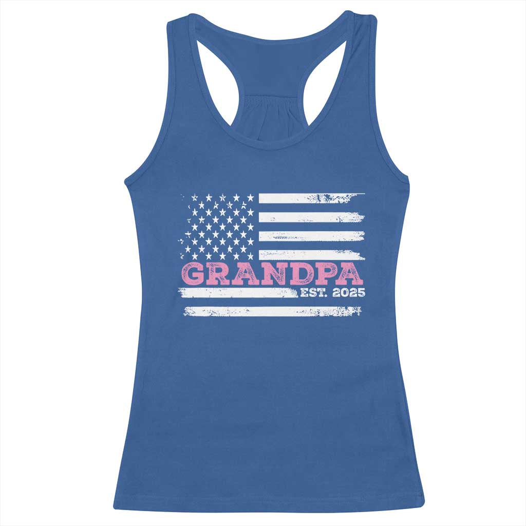 Grandpa Of Girl Est. 2025 Racerback Tank Top Fathers Day USA Flag - Wonder Print Shop