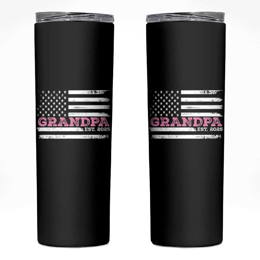 Grandpa Of Girl Est. 2025 Skinny Tumbler Fathers Day USA Flag - Wonder Print Shop