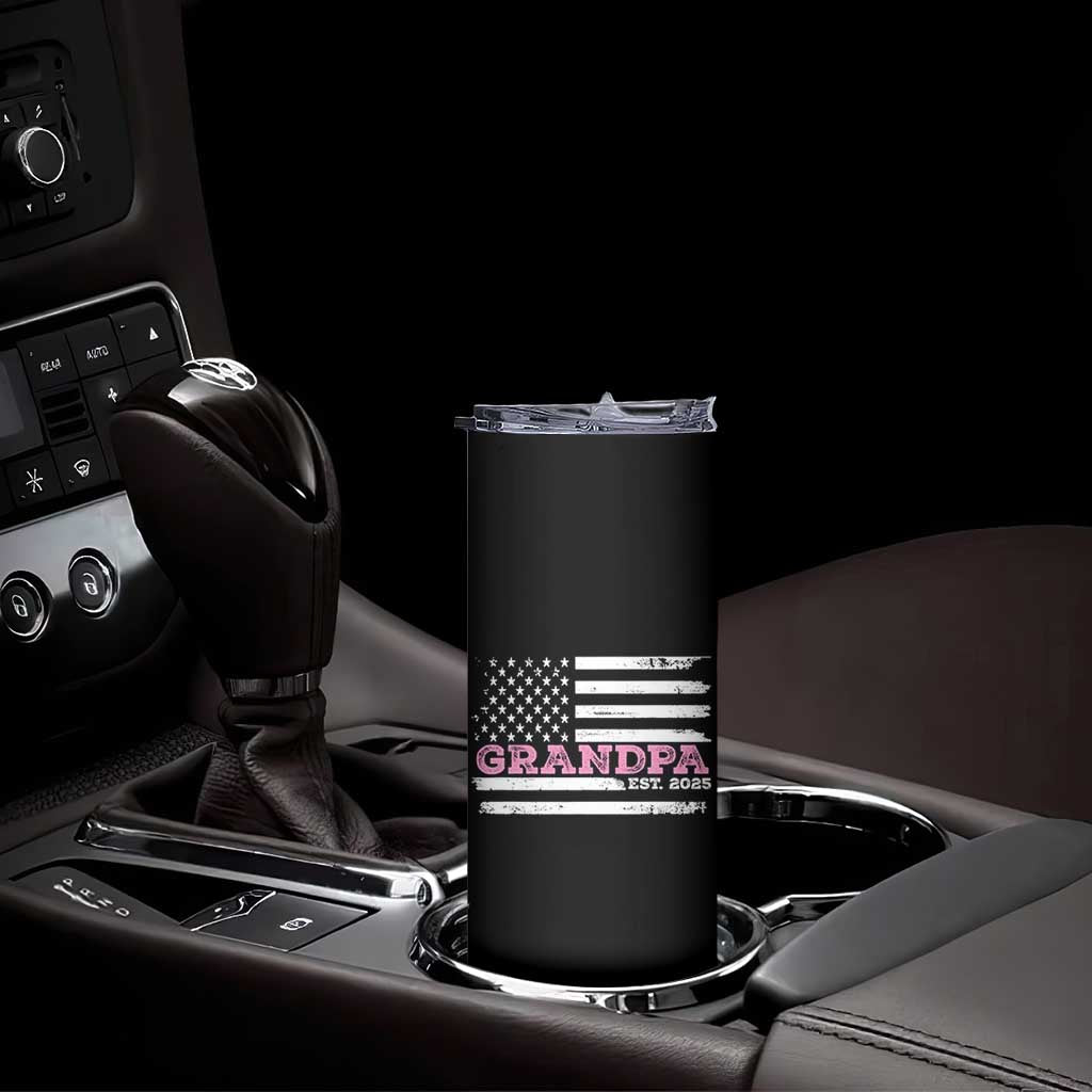 Grandpa Of Girl Est. 2025 Skinny Tumbler Fathers Day USA Flag - Wonder Print Shop