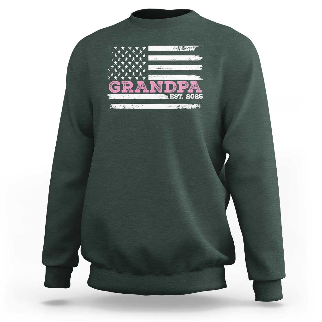 Grandpa Of Girl Est. 2025 Sweatshirt Fathers Day USA Flag - Wonder Print Shop