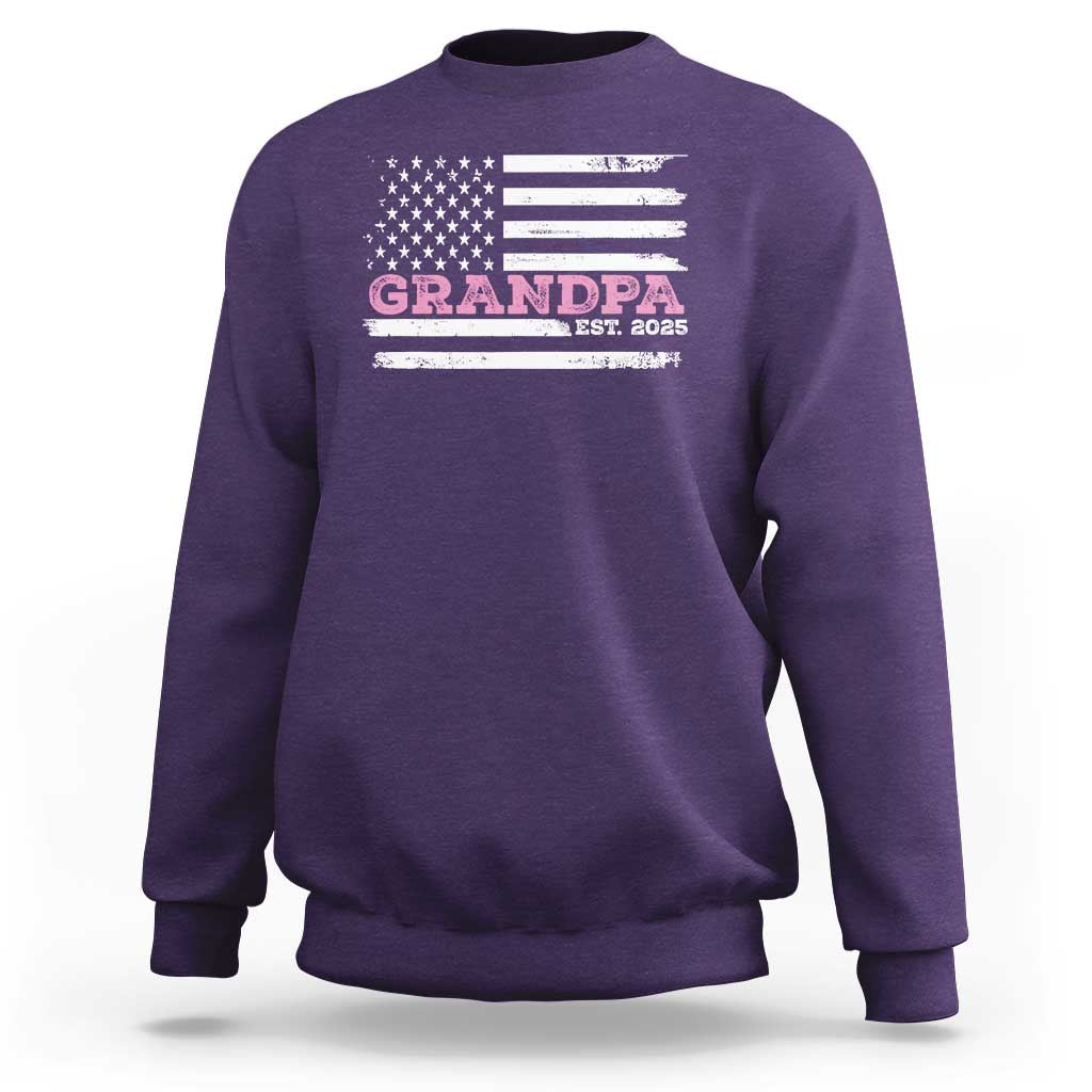 Grandpa Of Girl Est. 2025 Sweatshirt Fathers Day USA Flag - Wonder Print Shop