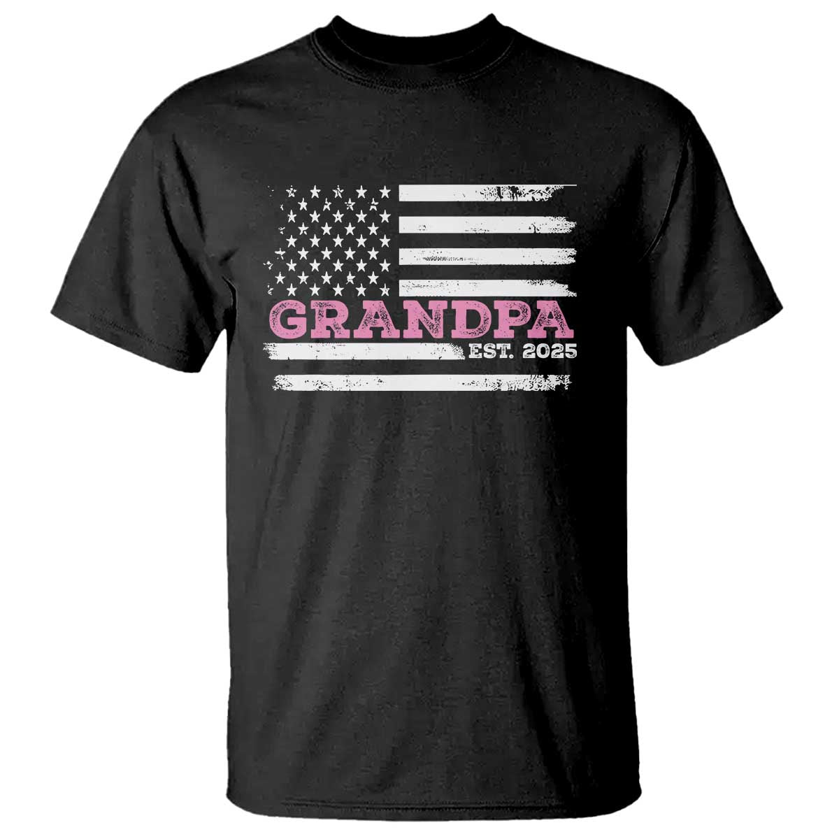 Grandpa Of Girl Est. 2025 T Shirt Fathers Day USA Flag - Wonder Print Shop
