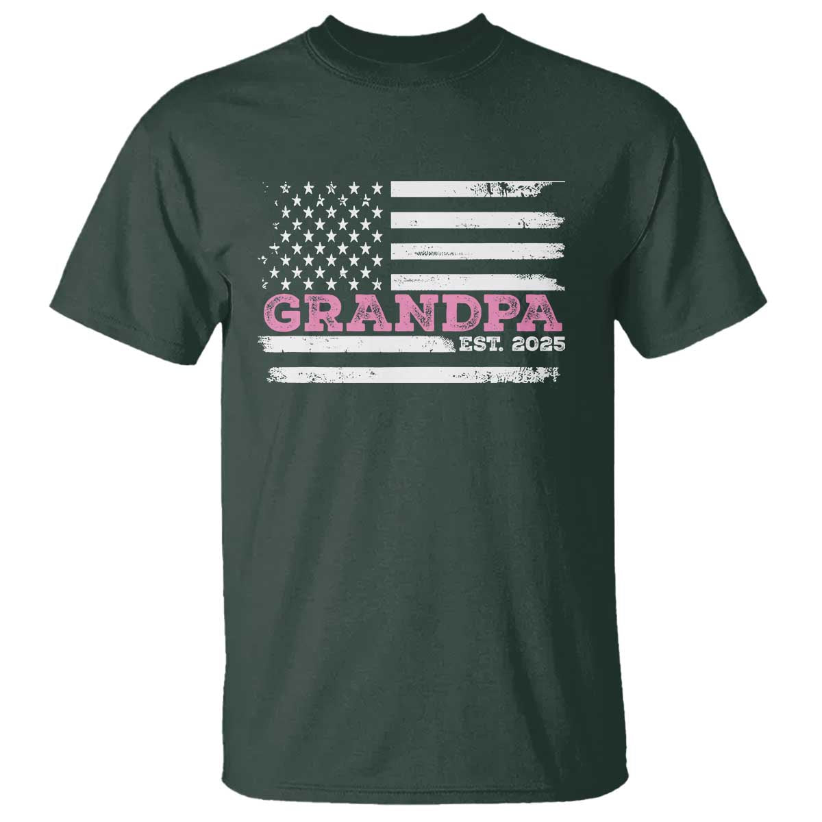 Grandpa Of Girl Est. 2025 T Shirt Fathers Day USA Flag - Wonder Print Shop