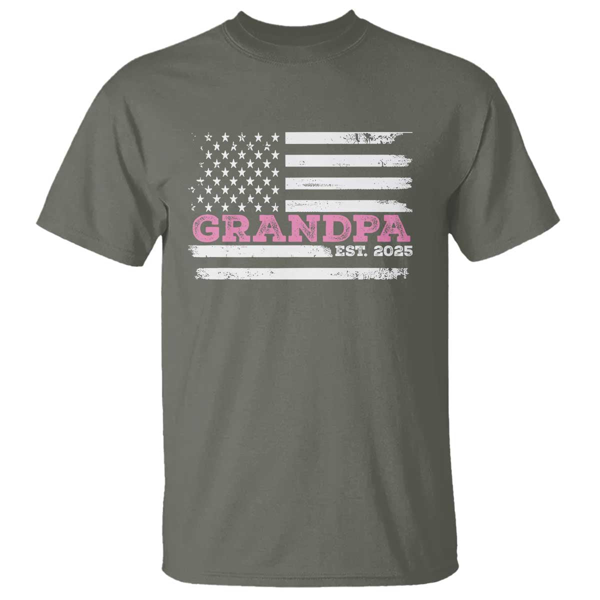 Grandpa Of Girl Est. 2025 T Shirt Fathers Day USA Flag - Wonder Print Shop