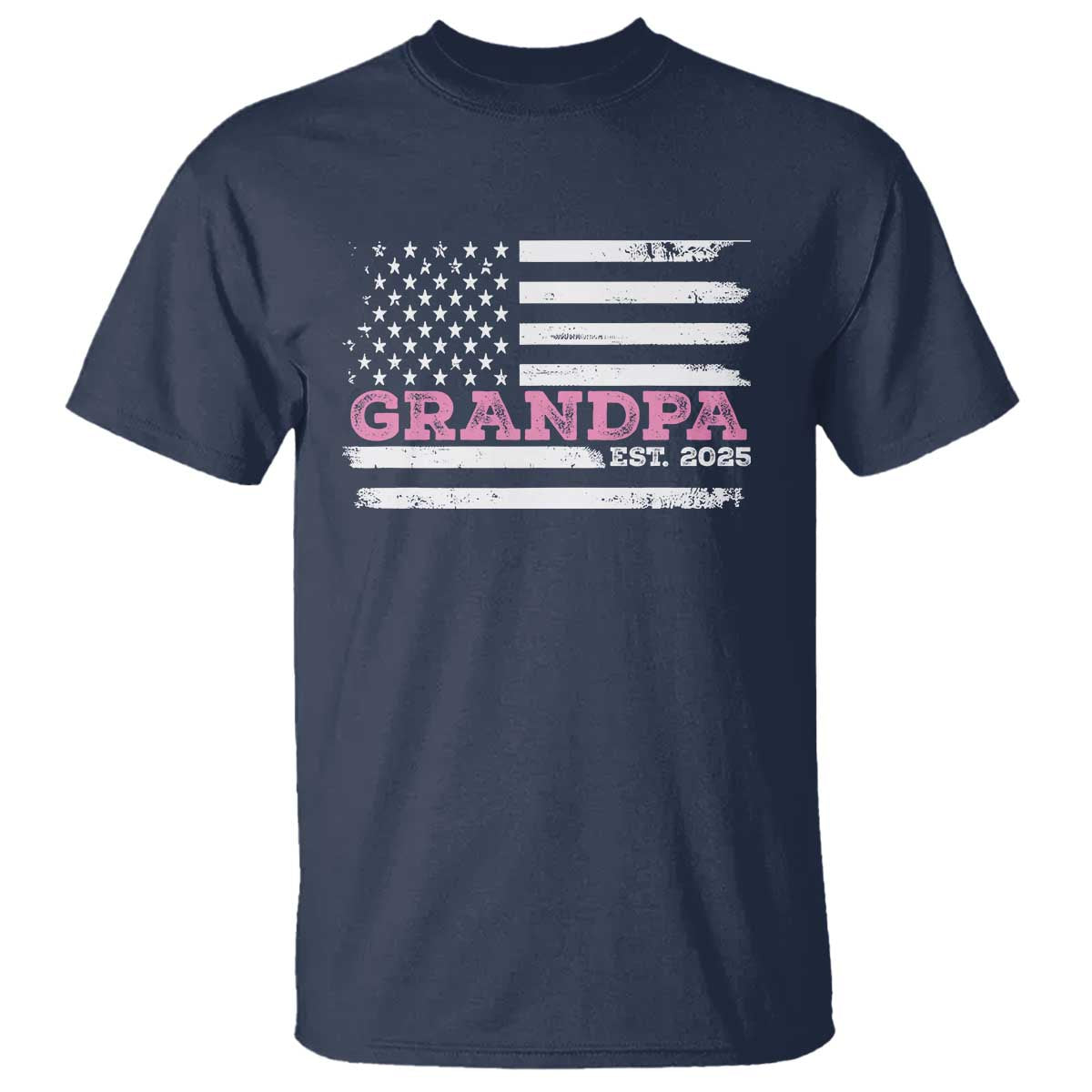 Grandpa Of Girl Est. 2025 T Shirt Fathers Day USA Flag - Wonder Print Shop