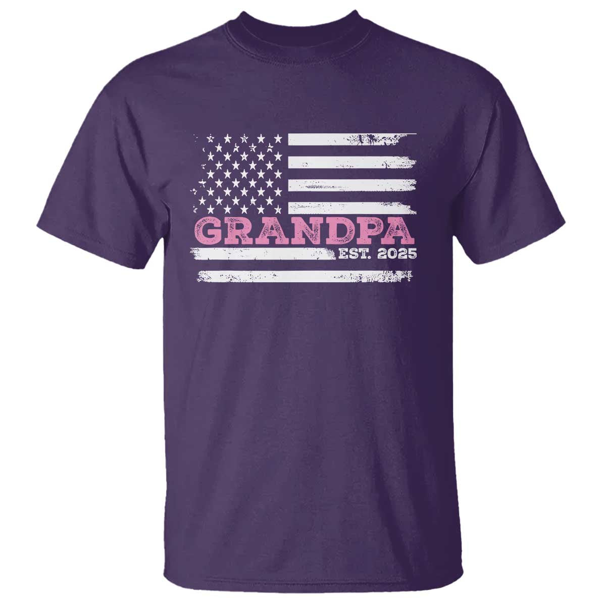 Grandpa Of Girl Est. 2025 T Shirt Fathers Day USA Flag - Wonder Print Shop