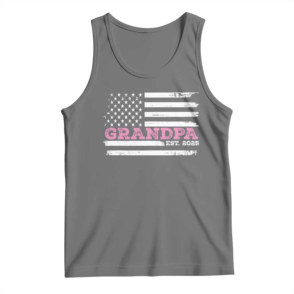 Grandpa Of Girl Est. 2025 Tank Top Fathers Day USA Flag - Wonder Print Shop
