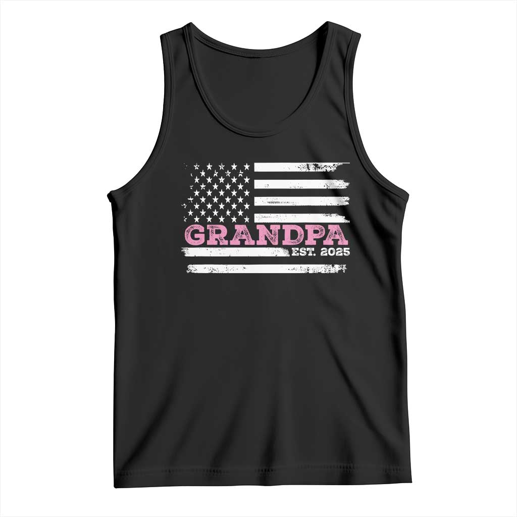 Grandpa Of Girl Est. 2025 Tank Top Fathers Day USA Flag - Wonder Print Shop