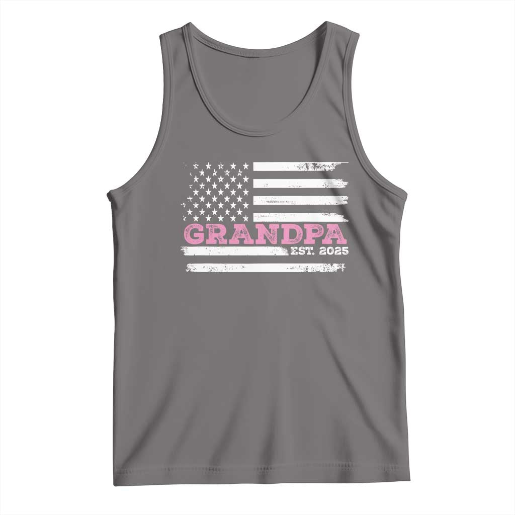 Grandpa Of Girl Est. 2025 Tank Top Fathers Day USA Flag - Wonder Print Shop