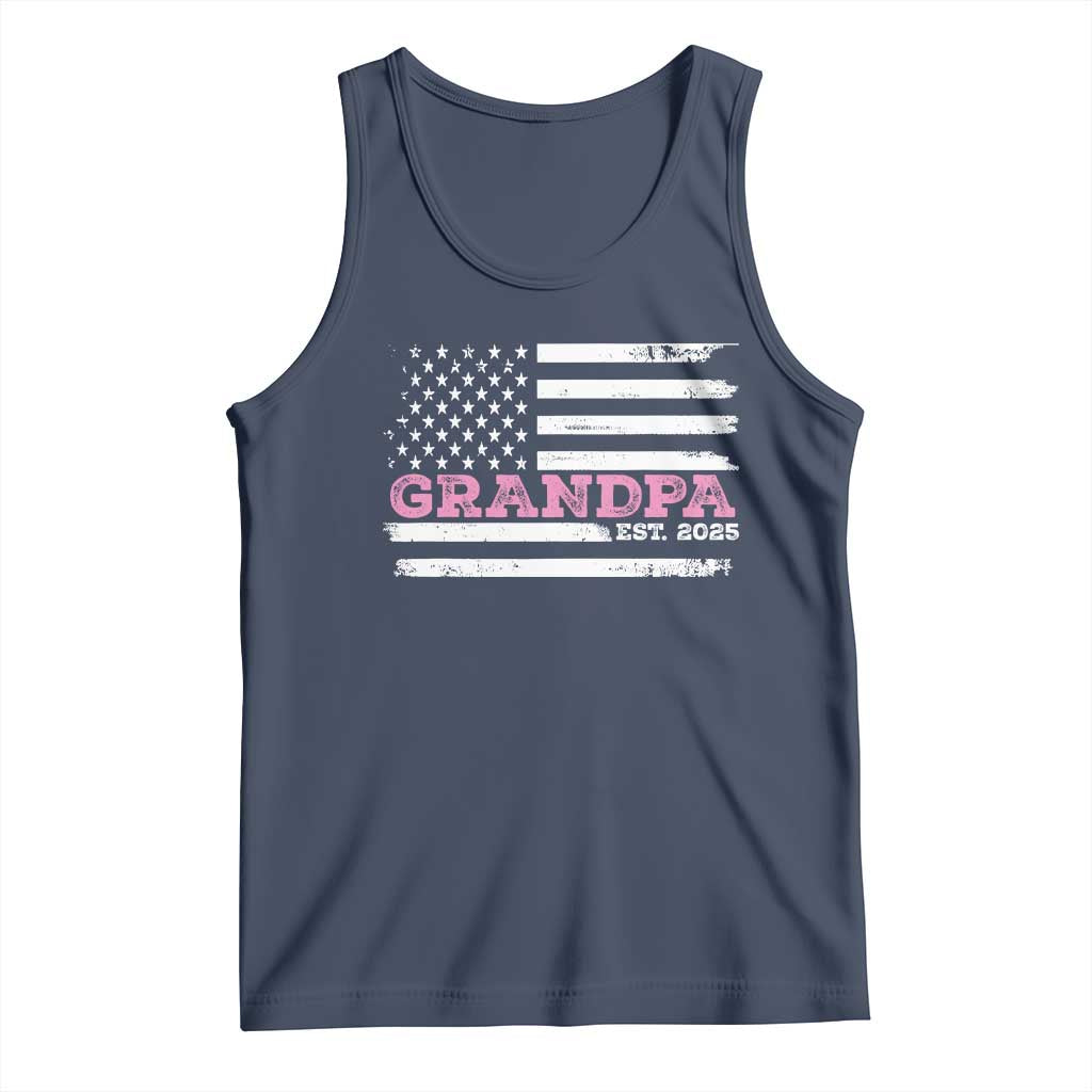 Grandpa Of Girl Est. 2025 Tank Top Fathers Day USA Flag - Wonder Print Shop