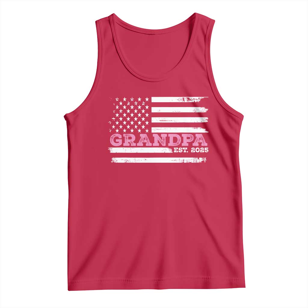 Grandpa Of Girl Est. 2025 Tank Top Fathers Day USA Flag - Wonder Print Shop