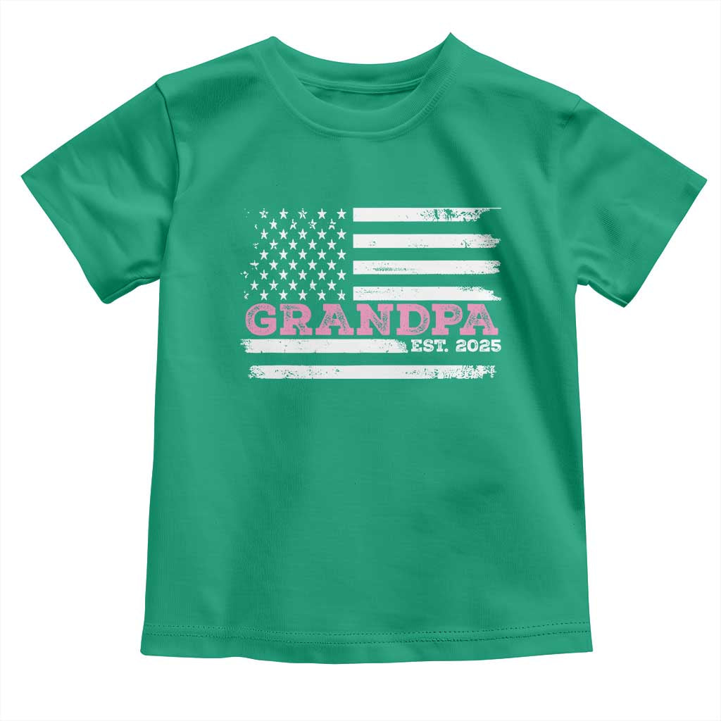Grandpa Of Girl Est. 2025 Toddler T Shirt Fathers Day USA Flag - Wonder Print Shop