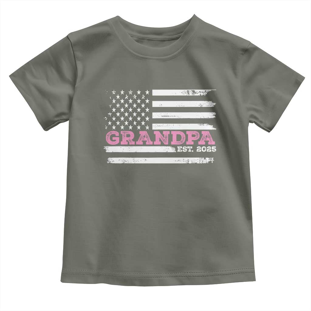 Grandpa Of Girl Est. 2025 Toddler T Shirt Fathers Day USA Flag - Wonder Print Shop
