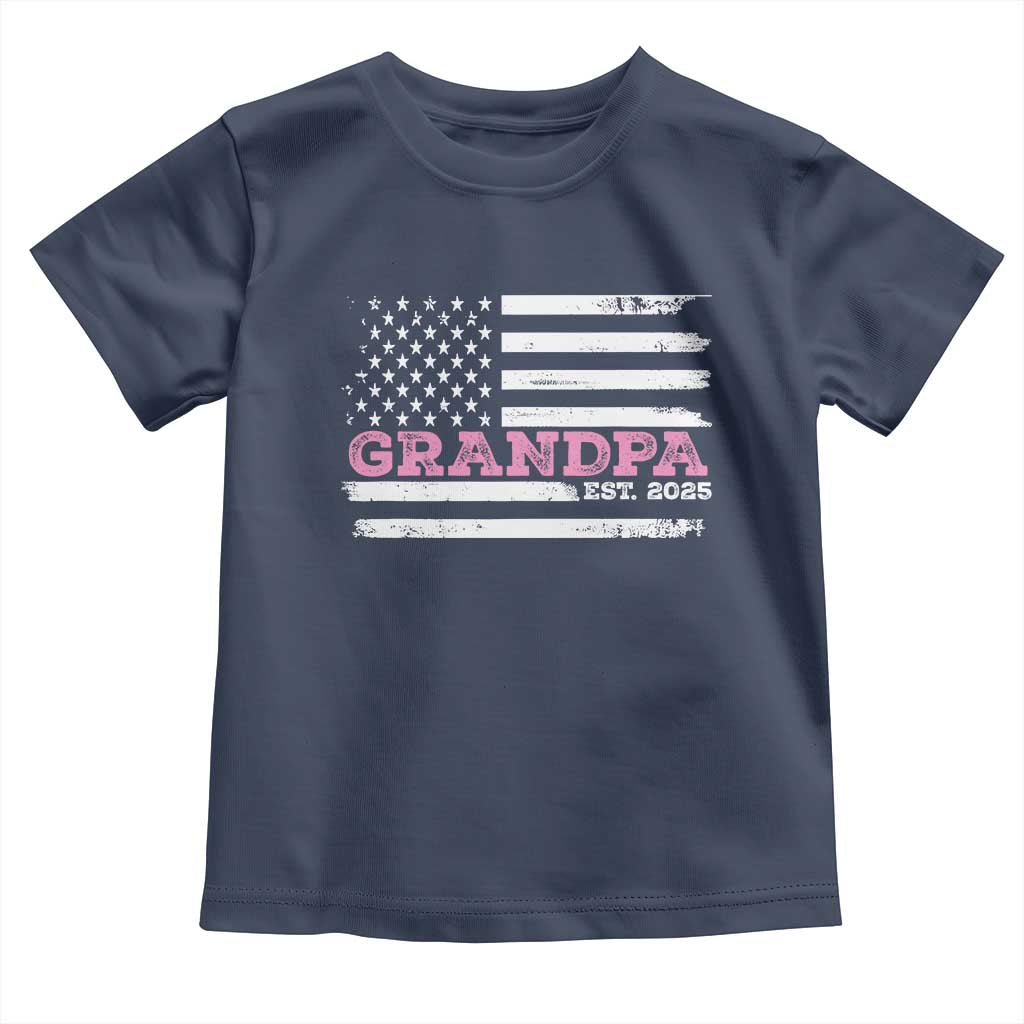 Grandpa Of Girl Est. 2025 Toddler T Shirt Fathers Day USA Flag - Wonder Print Shop