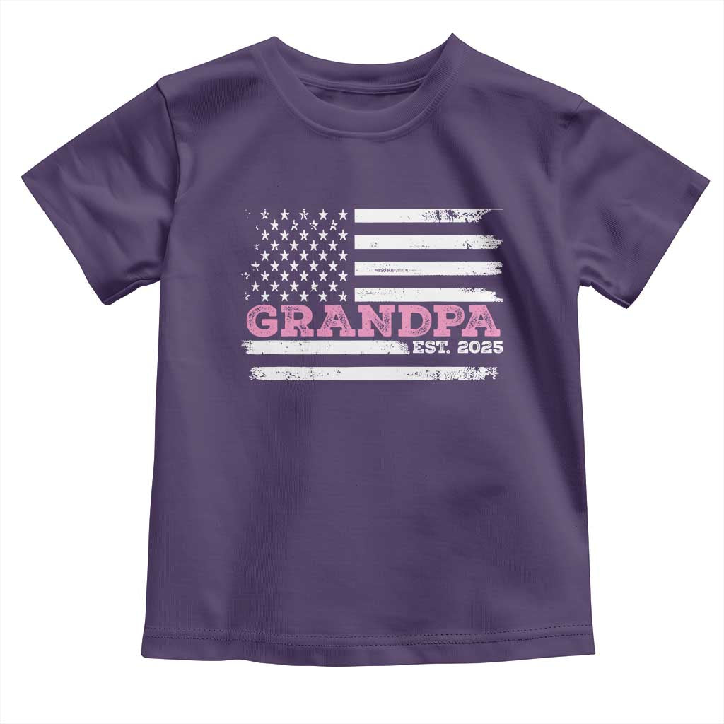Grandpa Of Girl Est. 2025 Toddler T Shirt Fathers Day USA Flag - Wonder Print Shop