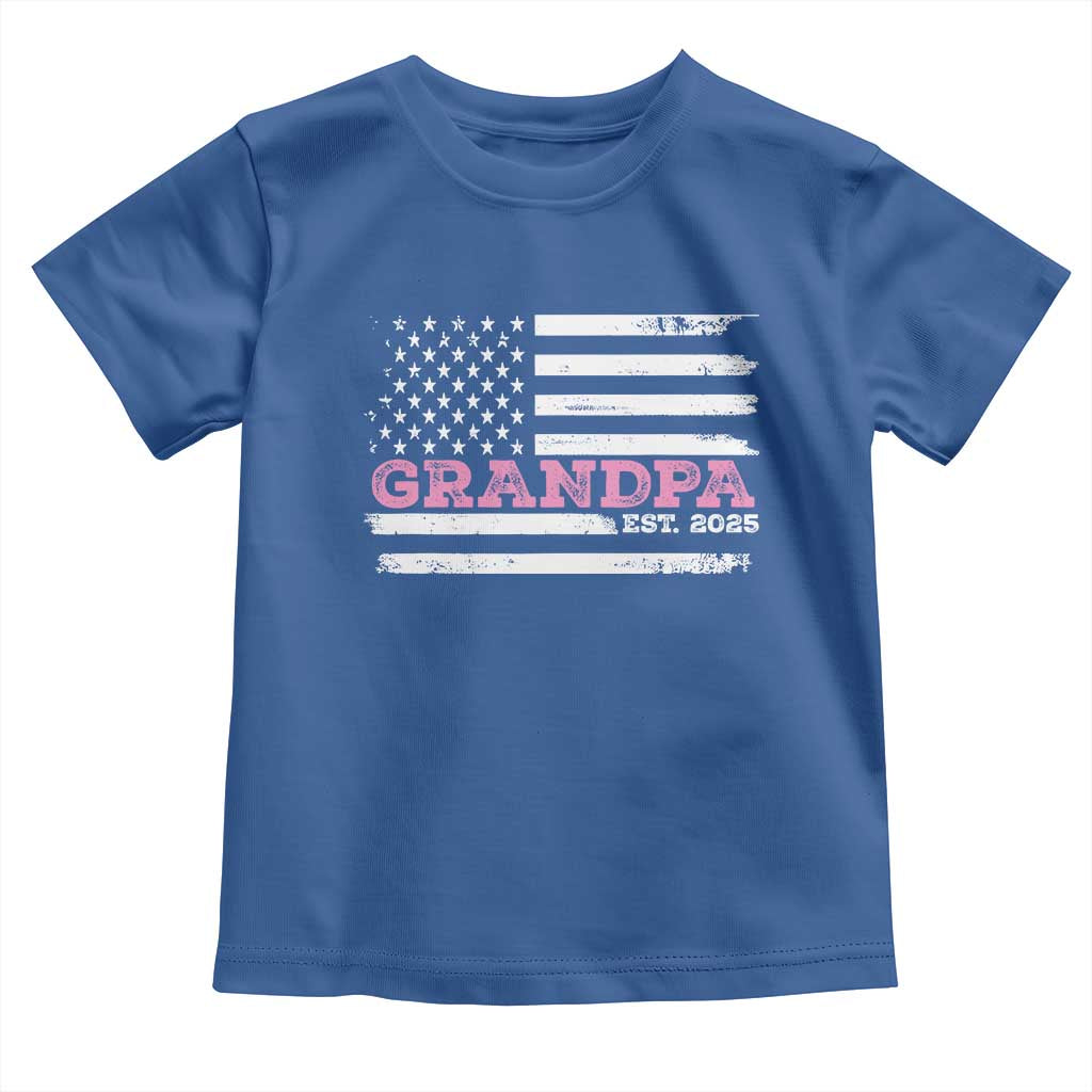 Grandpa Of Girl Est. 2025 Toddler T Shirt Fathers Day USA Flag - Wonder Print Shop