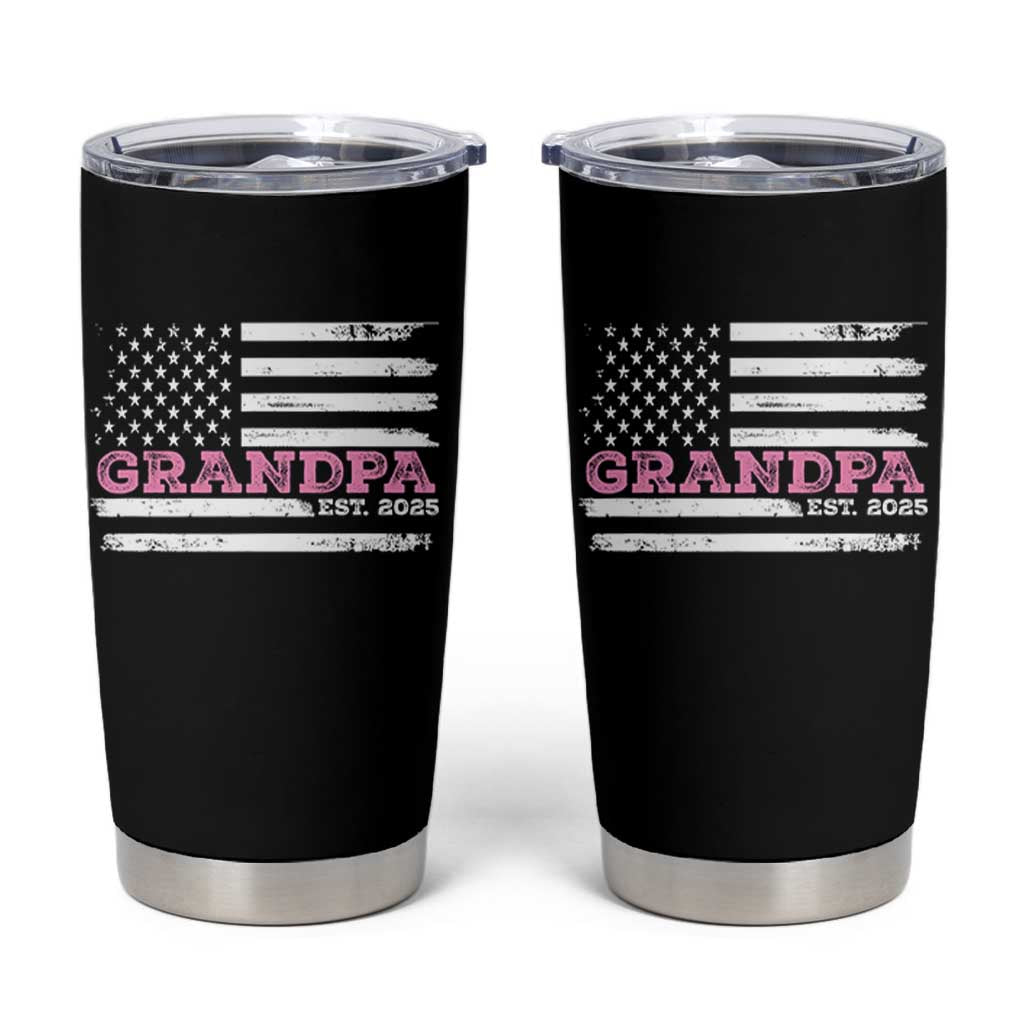 Grandpa Of Girl Est. 2025 Tumbler Cup Fathers Day USA Flag - Wonder Print Shop